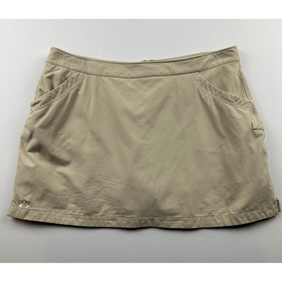 Under Armour Womens Athletic Skort Golf Pickleball Performance Sz 12 Pockets Tan - Picture 1 of 12